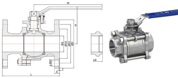 Stainless Steel Class 300 Ball Valves Dimension